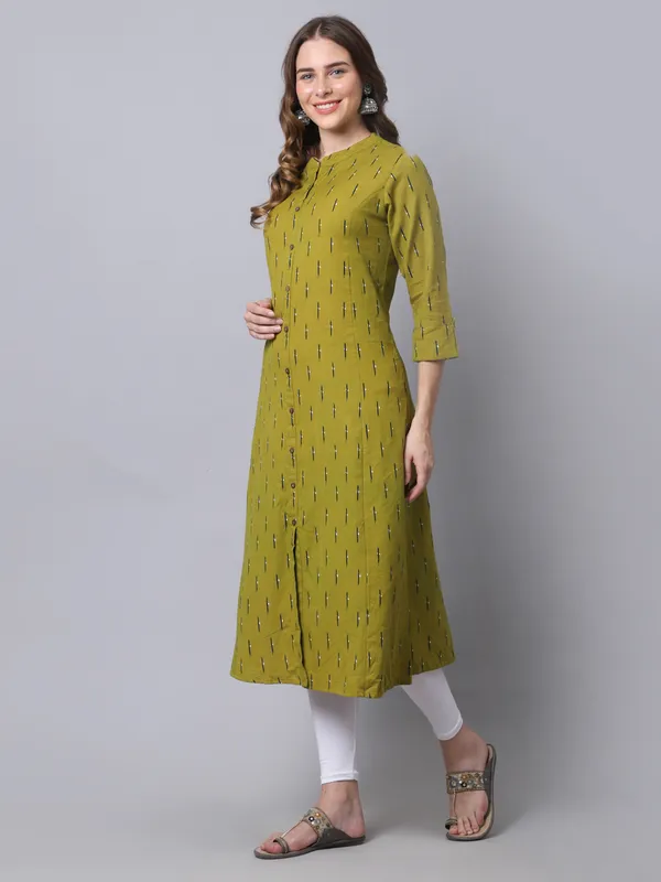 Green_Cotton_Flex_Ikat_Printed_A-line_Kurta