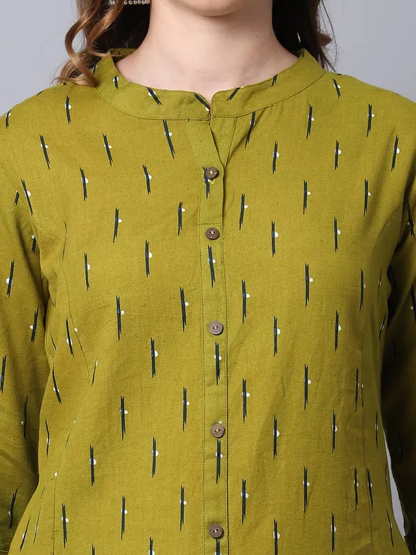 Green_Cotton_Flex_Ikat_Printed_A-line_Kurta