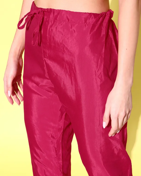 Pink_Chinon_Silk_Sequence_Zari_Embroidered_Flared_Kurta_Pant_With_Dupatta