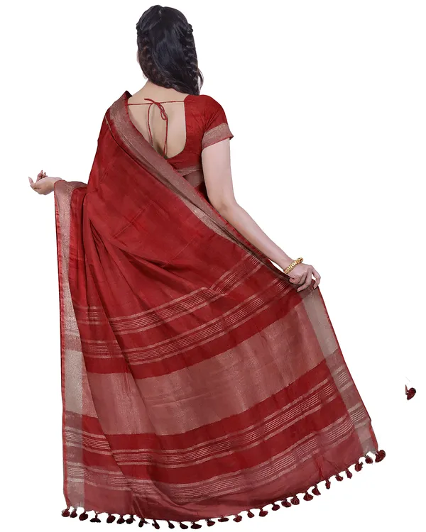 Bhagalpuri_Handloom_Cotton-Linen_Blend_Saree_Combo_(Pack_Of_2)_With_Running_Unstiched_Blouse_Piece