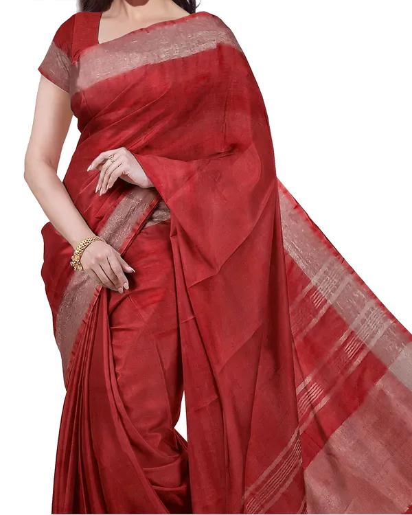 Bhagalpuri_Handloom_Cotton-Linen_Blend_Saree_Combo_(Pack_Of_2)_With_Running_Unstiched_Blouse_Piece