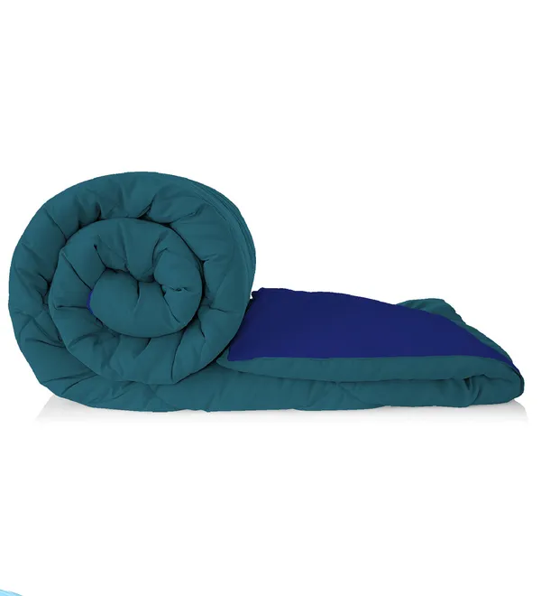 Solid_Single_Comforter_for_Mild_Winter_(Microfiber,_Dark_Green_and_Navy_Blue)