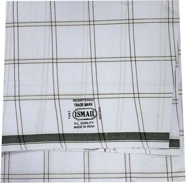 100%_Pure_Cotton_ISMAIL_Checkered_White_Lungi_-_2.10_Mtrs