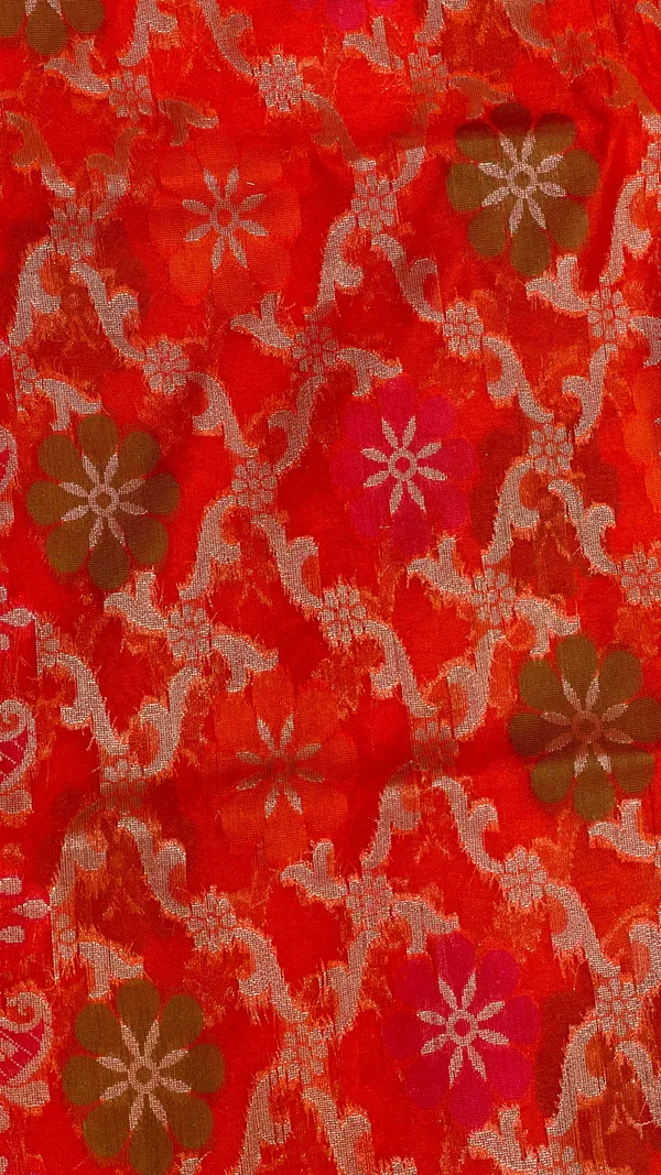 Humairah_Presents_Orange_Semi_Georgette_Alfi_Mina_Floral_Zari_Jaal_Minakari_Zari_Border_with_Banarasi_Floral_Boota_Pallu_and_Red_Multi_Stripe_Blouse