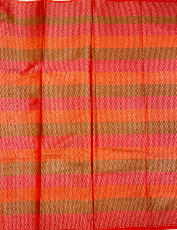 Humairah_Presents_Orange_Semi_Georgette_Alfi_Mina_Floral_Zari_Jaal_Minakari_Zari_Border_with_Banarasi_Floral_Boota_Pallu_and_Red_Multi_Stripe_Blouse