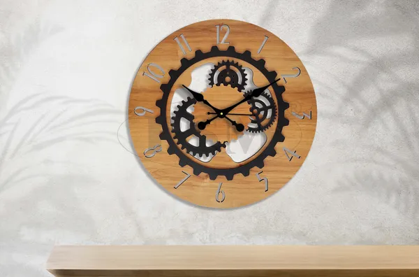 LASER_CUT_WOODEN_WALL_CLOCK_IVORY_BLACK_15_INCH_ROUND_(PSM_1111_B