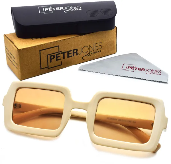 Cream_Retro_Square_Sunglasses_-_For_Unisex