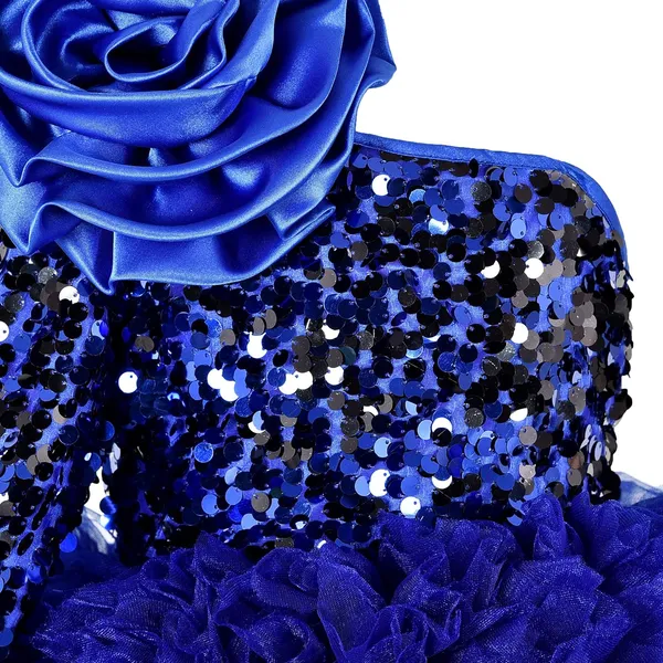 Blue_Polyester_Blend_Sequined_One_Shoulder_Dress_For_Girls