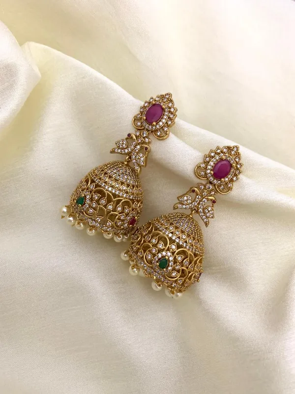 Antique_peacock_design_matte_finish_Jhumka