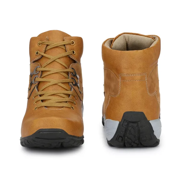 Tan_Brown_Leatherette_And_Airmix_Lace_Ups_Boots_For_Men
