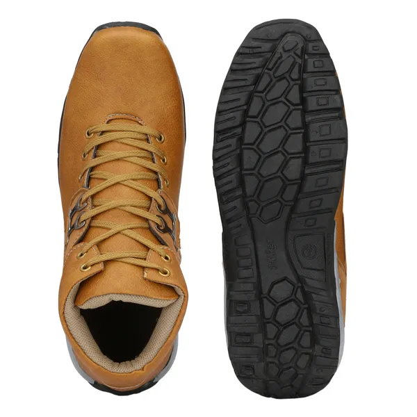 Tan_Brown_Leatherette_And_Airmix_Lace_Ups_Boots_For_Men
