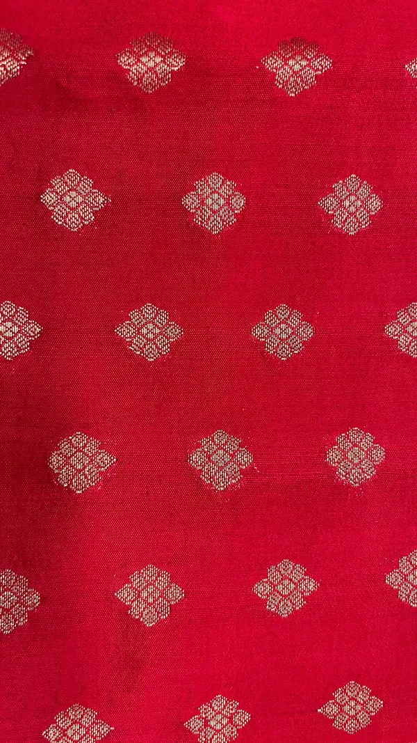 Humairah_Pure_Handwoven_Red_Chiniya_Silk_Gold_Zari_Booti_Paisley_Mina_Anchal_with_Paisley_Mina_Zari_Border_Banarasi_Saree_with_Red_Blouse_piece