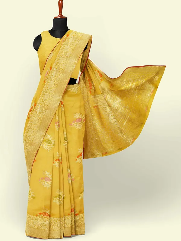 Gold_Cotton_Silk_Banarasi_Sarees_For_Women