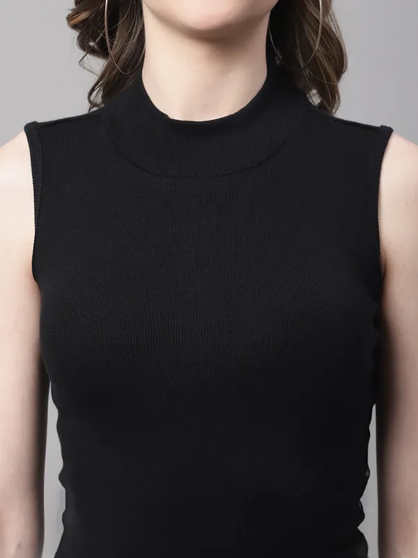Black_Cotton_Rib_Turtle_Neck_Crop_Top_For_Women