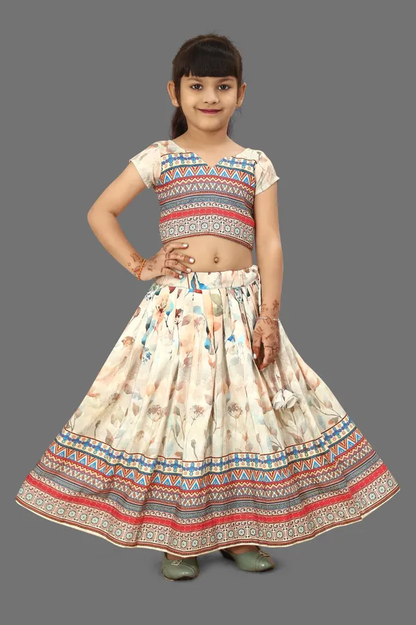 White_Cotton_Blend_Printed_Ethnic_Wear_Lehenga_Choli_And_Dupatta_Set_For_Girls