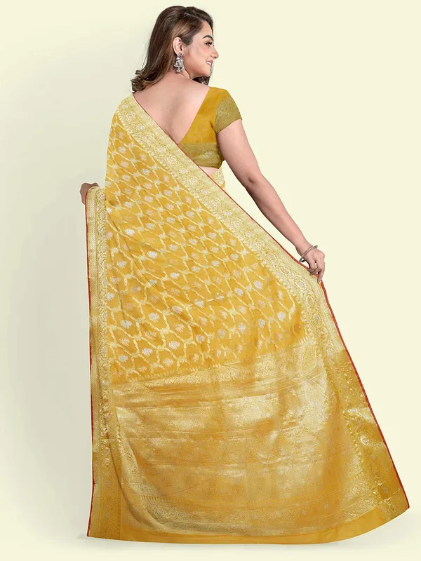 Mustard_Cotton_Silk_Banarasi_Sarees_For_Women