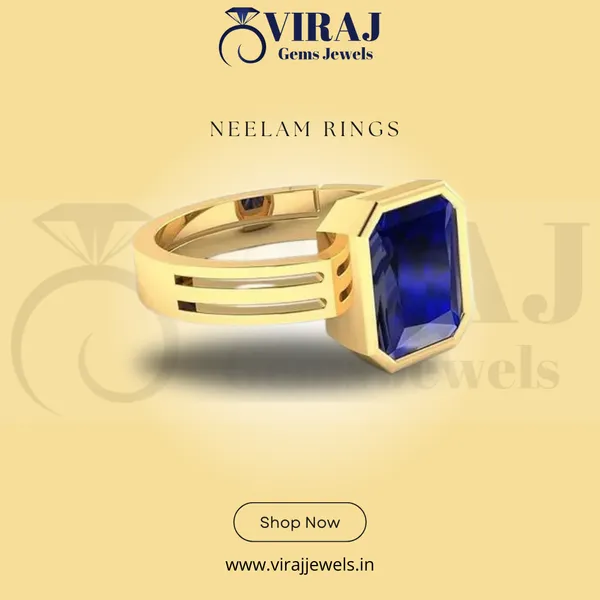 Blue_Sapphire_Created_Gold_Plated_Panchdhatu_Adjustable_Neelam_Ring_For_Men_&_Women_From_4.25_Ratti_To_20.25_Ratti