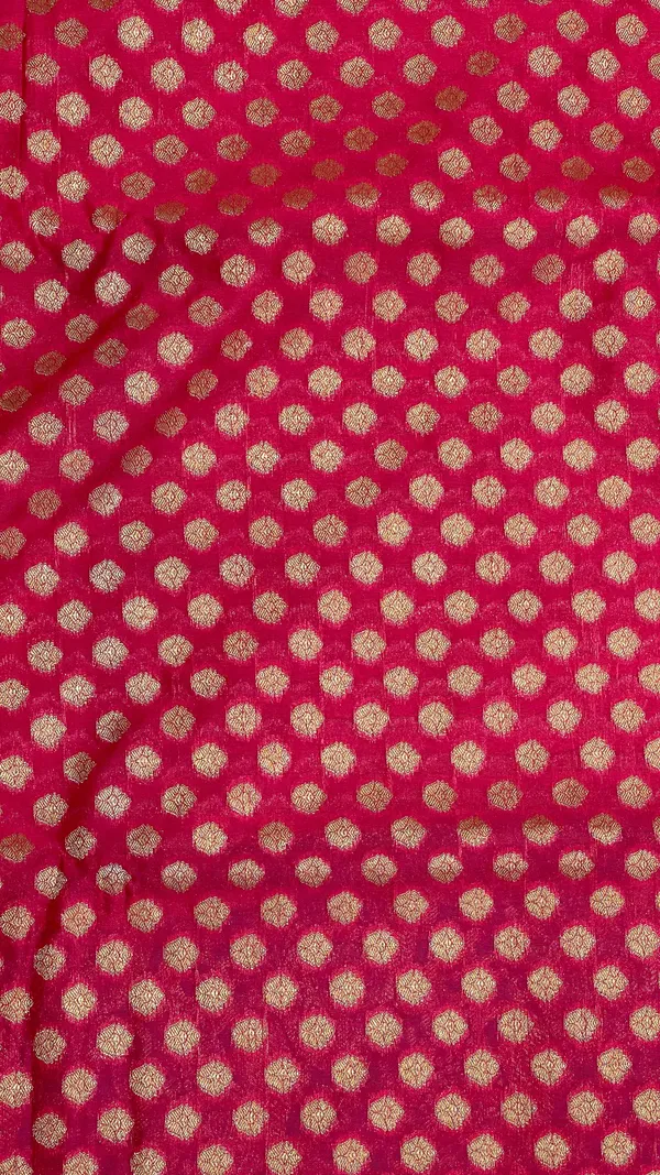 Humairah_Presents_Pink_Katan_Silk_Golden_Zari_Chunri_Booti_with_Contrast_Blue_Paisley_Pallu_and_Skirt_Zari_Border_with_Blue_Blouse