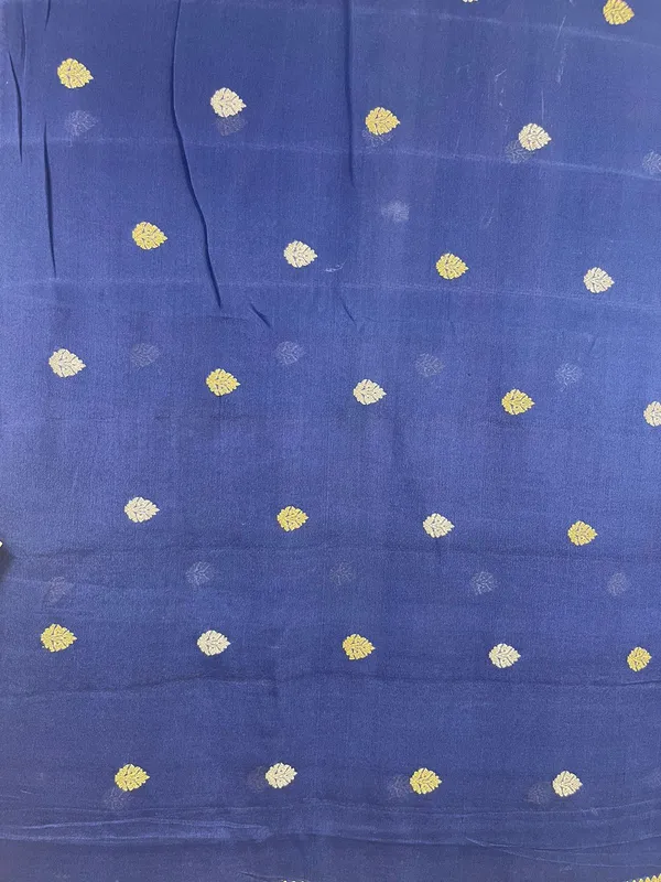 Humairah_Pure_Silk_Handloom_Navy_Blue_Khaddi_Georgette_Sona_Rupa_Kadhwa_Zari_Booti_with_Kadhwa_Weave_Border_and_Navy_Blue_Blouse