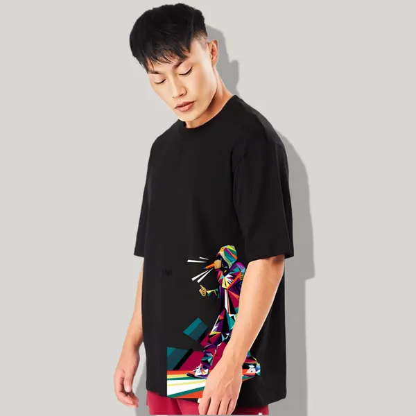 Black_Oversized_Printed_Half_Sleeve_Cotton_T-Shirt_For_Men