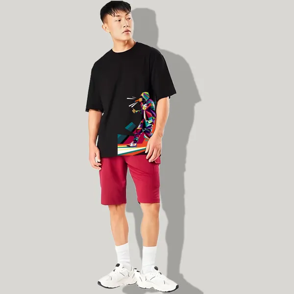 Black_Oversized_Printed_Half_Sleeve_Cotton_T-Shirt_For_Men
