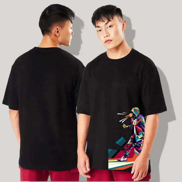 Black_Oversized_Printed_Half_Sleeve_Cotton_T-Shirt_For_Men