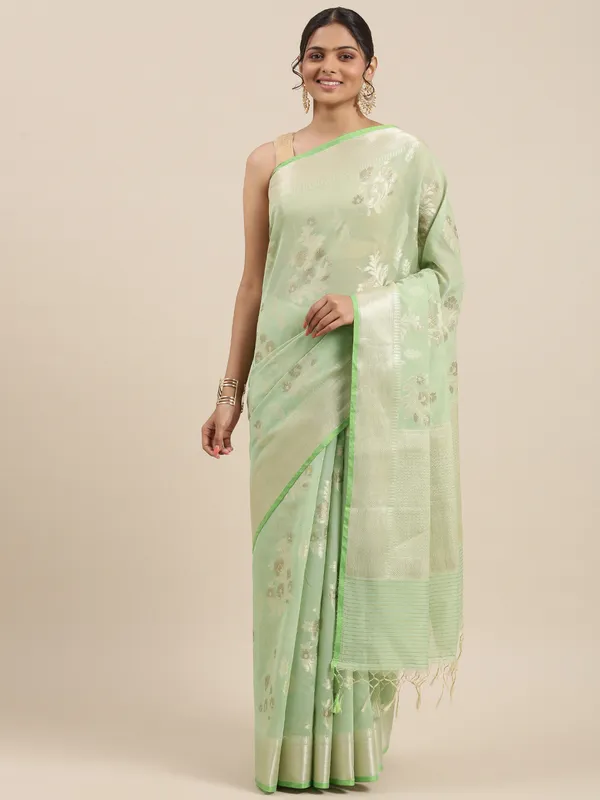 Green_Masrise_Cotton/Cotton_Banarasi_Sarees_For_Women