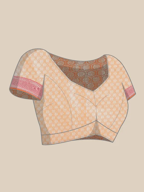 Peach_Matka_Silk/Silk_Blend_Banarasi_Sarees_For_Women