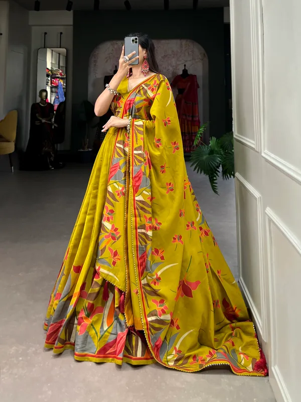 Mustard_Floral_Lehenga_Choli_with_Foil_Print_&_Gotta_Patti_Dupatta
