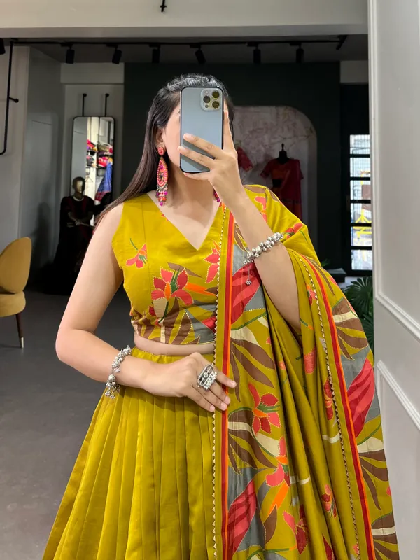 Mustard_Floral_Lehenga_Choli_with_Foil_Print_&_Gotta_Patti_Dupatta