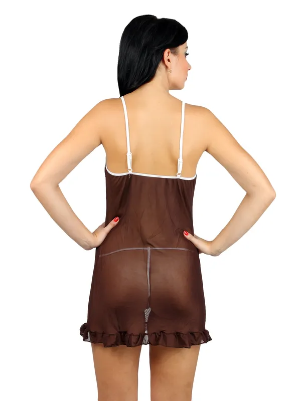 Short_Nighty_Nightwear_Chocolaty_Girl_Chemise_Dress_with_G-String_For_Women