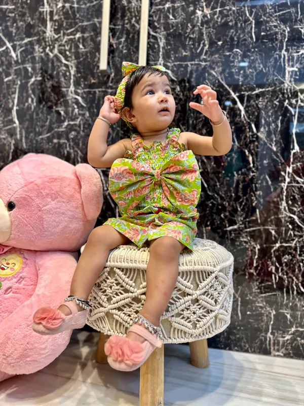 Green_Co-ord_Set_for_Girls_|_Printed_Cotton_Skirt_And_Bow_Top