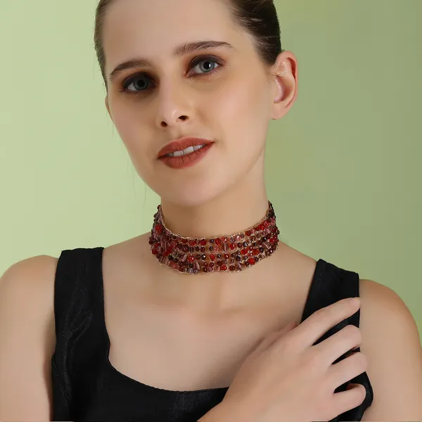 Maroon_Amythyst_Beaded_Croshe_Choker_For_Women
