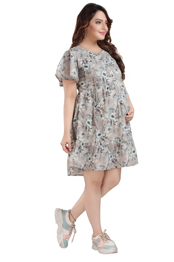 Beige_Maternity_Dress_|_Chicken_Printed_Maternity_Dress_For_Women