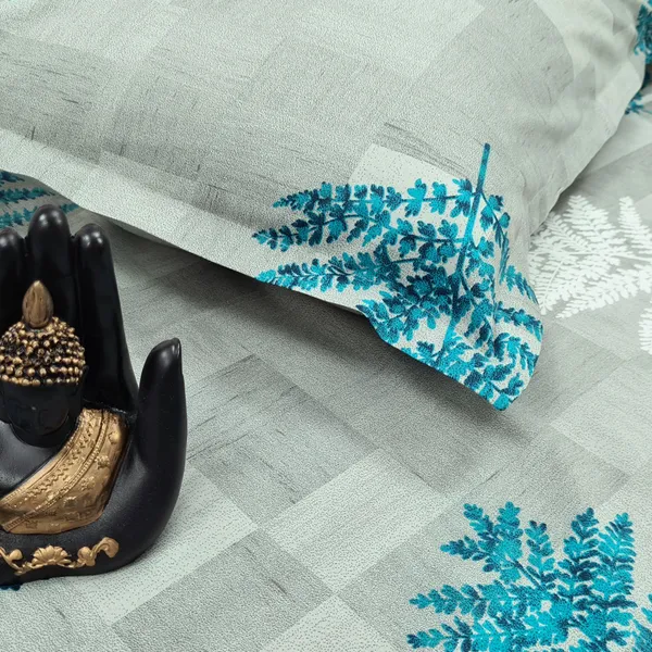 220_TC_Luxurious_100%_Cotton_King_Size_Bed_sheet_with_2_Pillow_Covers_|_Color_:_Meadow_Mist