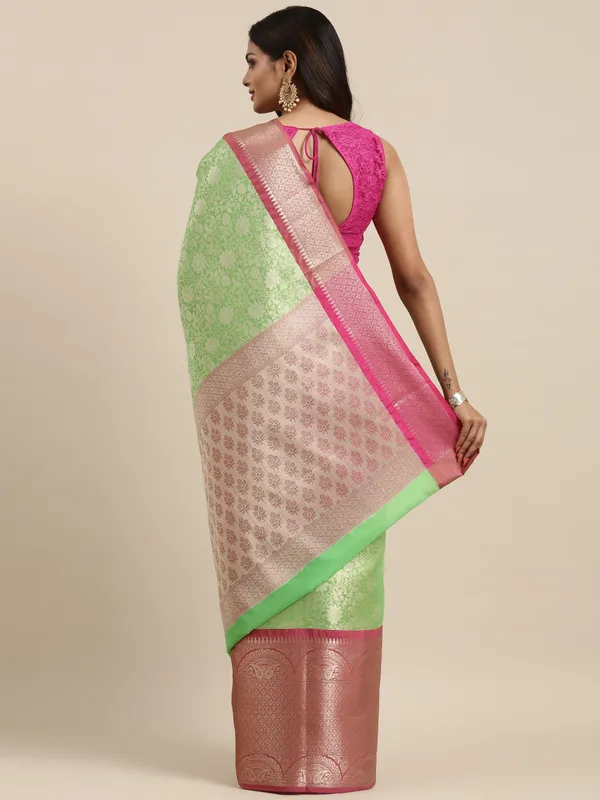 Green_Kanchi_Silk/Brocade_Banarasi_Sarees_For_Women