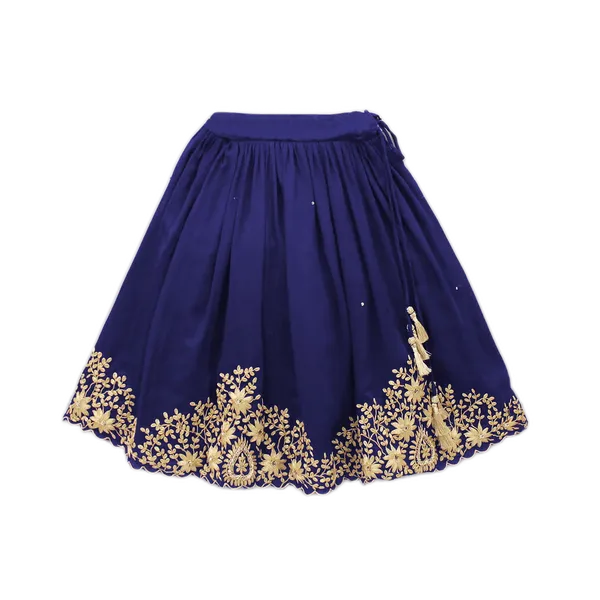 Blue_Taffeta_Silk_Kids_Lehenga_Choli_For_girls