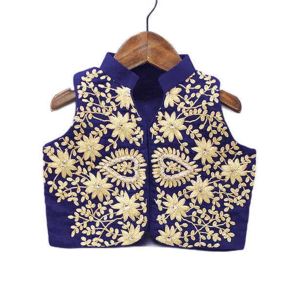 Blue_Taffeta_Silk_Kids_Lehenga_Choli_For_girls