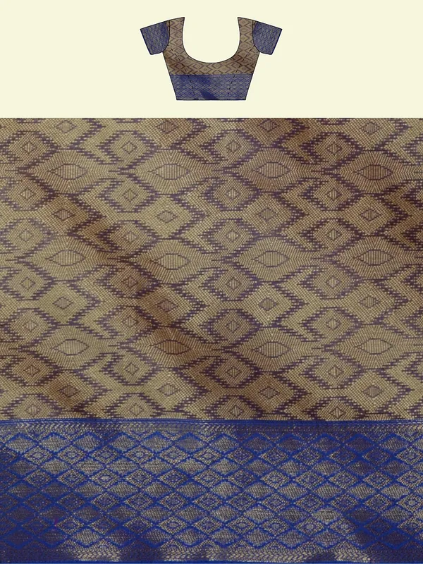 Blue_Cotton_Blend_Banarasi_Sarees_For_Women