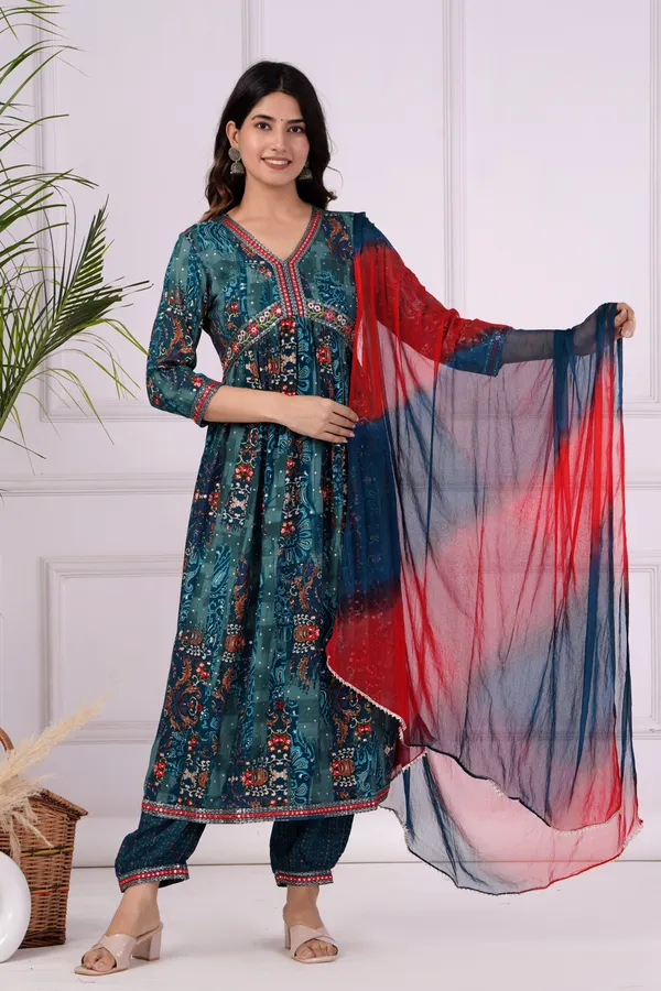 Blue_Kurta_Pant_Dupatta_Set_For_Women