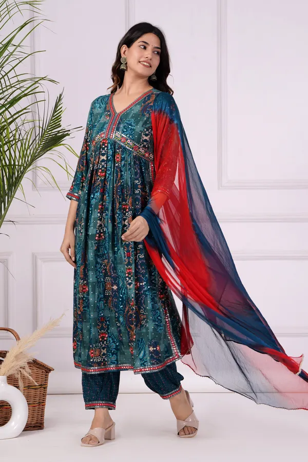 Blue_Kurta_Pant_Dupatta_Set_For_Women