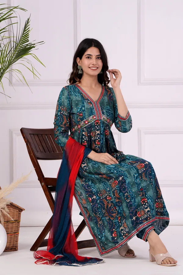 Blue_Kurta_Pant_Dupatta_Set_For_Women