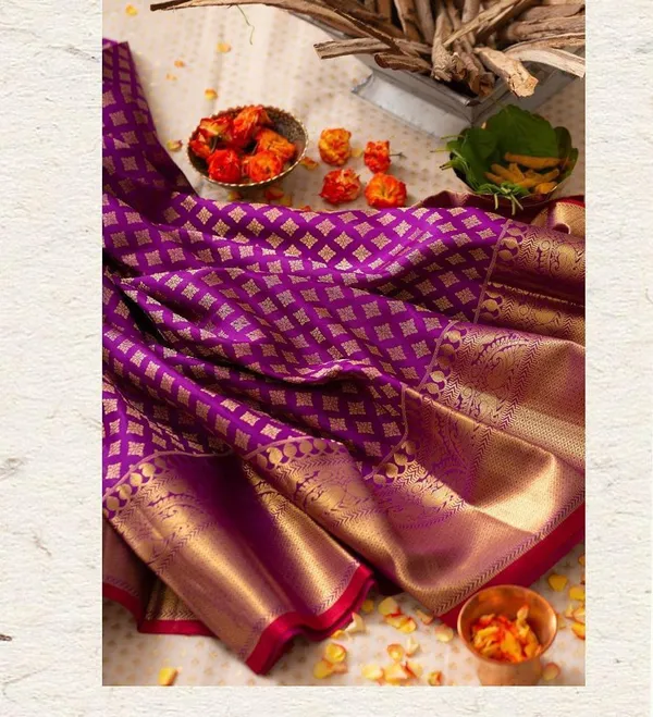 Pink_Woven_Banarasi_Silk_Blend,_Jacquard_Saree_with_Saree_Cover