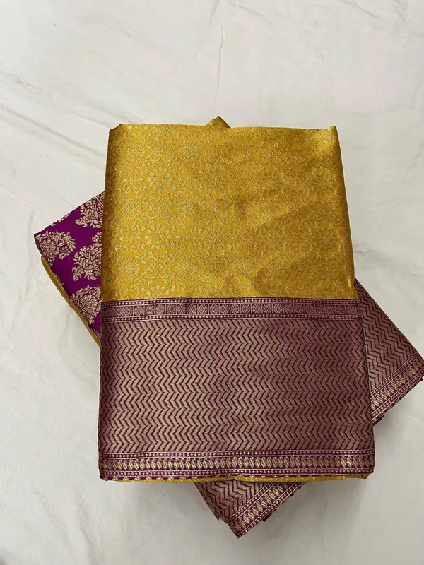Yellow_Woven_Kanjivaram_Silk_Saree_with_Saree_Cover