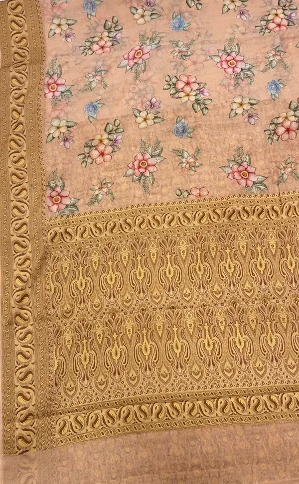 Humairah_Presents_Pure_Handloom_Peach_Chiffon_Floral_Digital_Print_Boota_with_Paisley_Copper_Zari_Border_and_Peach_Blouse
