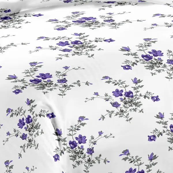 144_TC_Cotton_Bedsheet_for_Double_Bed_with_2_Pillow_Covers_-_White,_Purple