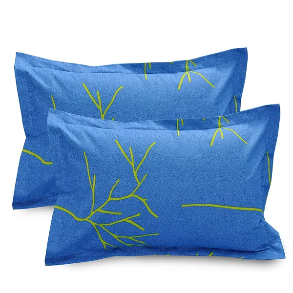 144_TC_Floral_Cotton_Bedsheet_for_Queen_Size_Bed_with_2_Pillow_Covers_-_Blue_and_Green