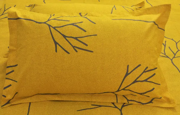 144_TC_Floral_Queen_Size_Bedsheet_Cotton_with_2_Pillow_Covers_-_Yellow_and_Grey