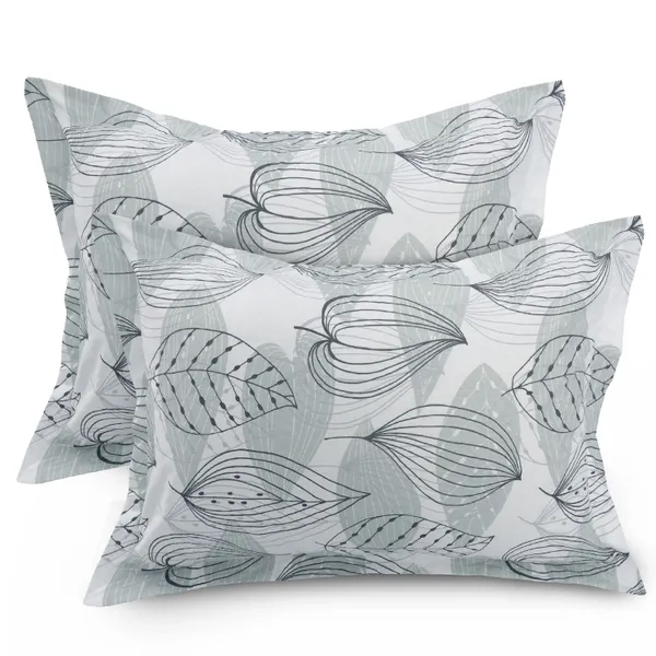 144_TC_Floral_Cotton_Bedsheet_for_Queen_Size_Bed_with_2_Pillow_Covers_-_Grey,_Black_&_White