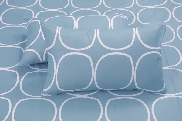 144_TC_Geometric_King_Size_Bedsheet_Cotton_with_2_Pillow_Covers_|_108x108_inch_|_Blue